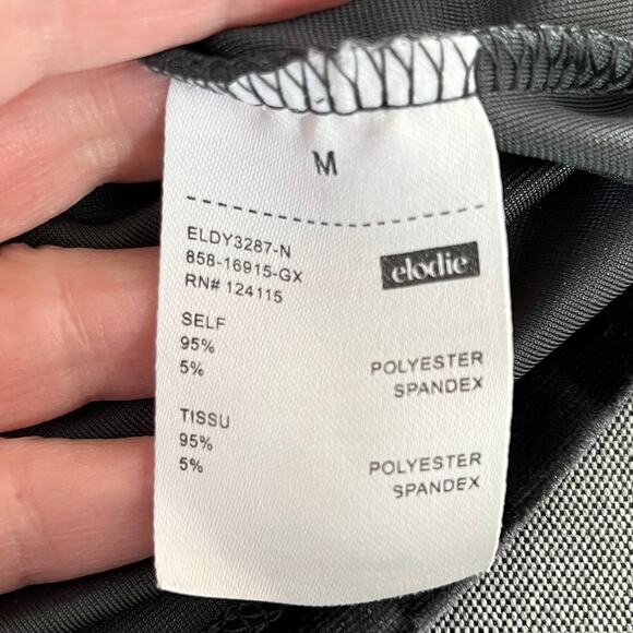 Elodie Dark Gray Pullover Velvet Checkered Spaghetti V-Neck Mini Dress Medium - Picture 10 of 13